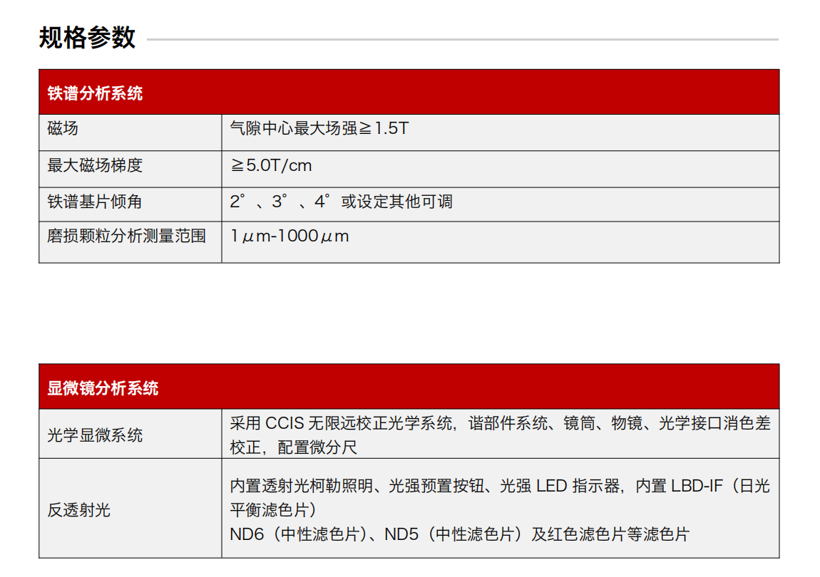 ITF潤(rùn)滑油鐵譜分析系統(tǒng) 規(guī)格參數(shù)